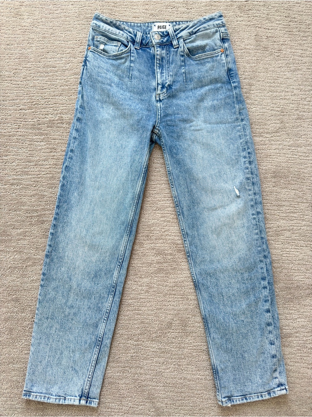 PAIGE Sarah Straight Ankle Jeans Figueroa Wash Size 27 High Rise Distressed